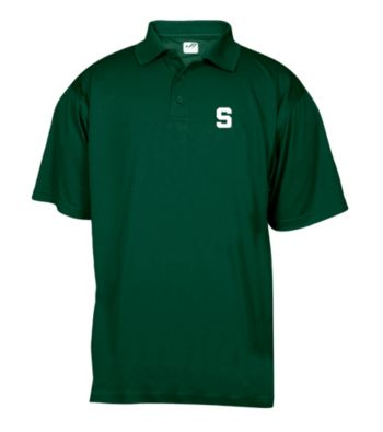 J. America® Men's Forest Green Michigan State University Mesh Performance Polo