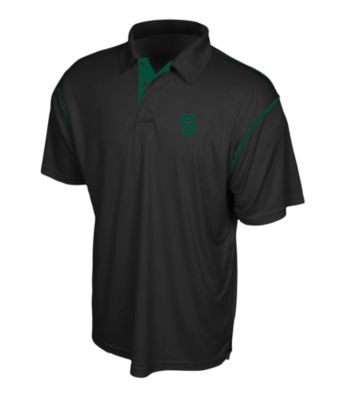 . America® Men's Black Michigan State University Contrast Stitch Performance Polo