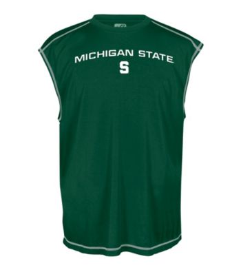 J.. America® Men's Forest Green Michigan State Sleeveless Mesh Performance Tee
