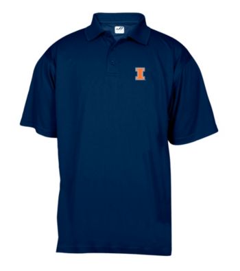 J. America® Men's Navy University of Illinois Solid Mesh Performance Polo