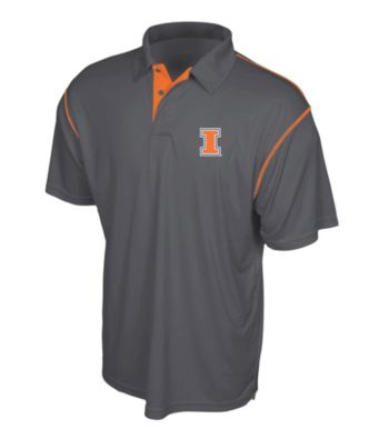 J. America® Men's Graphite University of Illinois Contrast Stitch Performance Polo