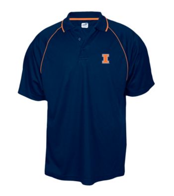 J. America® Men's Navy University of Illinois Contrast Mesh Performance Polo