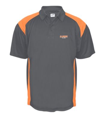 J. America® Men's Graphite University of Illinois Mesh with Interlock Panel Performance Polo