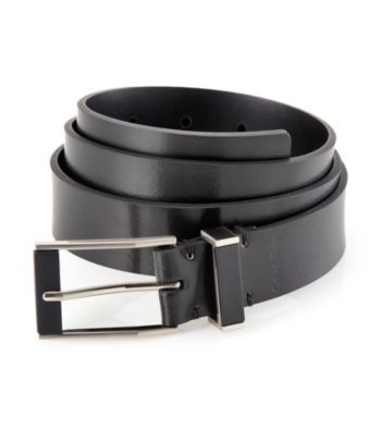 Calvin Klein Men's Black 32 MM Flat Strap Genuine Leather Belt