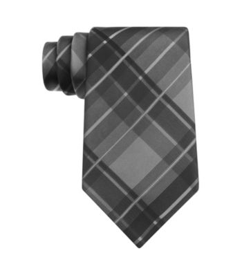 Kenneth Cole REACTION® Men's Charcoal Monroe Grid Silk Tie