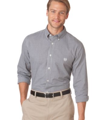 Chaps® Men's Black Long Sleeve Chatham Gingham Woven Shirt