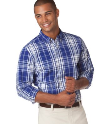 Chaps® Men's Dockside Blue Custom Fit Baypoint Plaid Woven Shirt