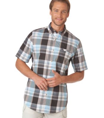 Chaps® Men's Aquatic Blue Explorer Beaufort Plaid Woven Shirt