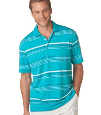 Chaps® Men's Teal Wave Coastal Stripe Golf Polo