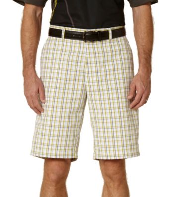 PGA TOUR® Men's Bright White Fitted Pop Plaid Flat Front Short