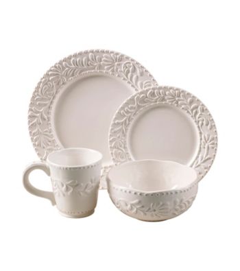 American Ateliers Bianca Leaf Grey 16-pc. Dinnerware Set