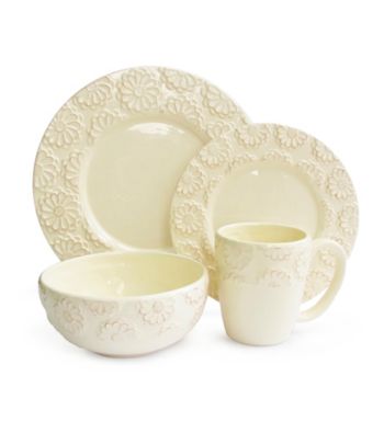 American Ateliers Bianca Flower Ivory 16-pc. Dinnerware Set