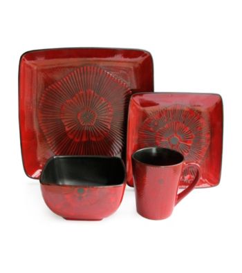 American Ateliers Laurette Red Square 16-pc. Dinnerware Set