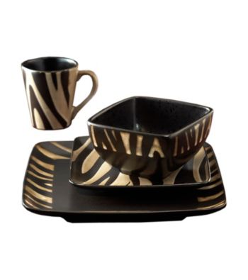 American Ateliers Safari Zebra White 16-pc. Dinnerware Set