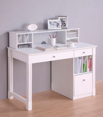 W.Designs Lia Deluxe White Wood Computer Desk Collection