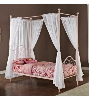 W.Designs Opal Metal Twin Canopy Bed with Curtains