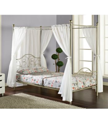 W.Designs Thomas Metal Full Pewter Canopy Bed with Curtains
