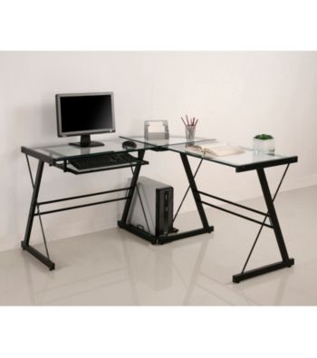 W.Designs Imperial L-Shaped Glass and Metal Computer Desk