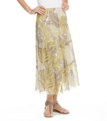 Alfred Dunner® Stretch Waistband Leaf Tiered Long Skirt