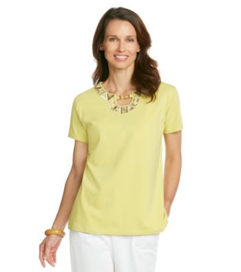 Alfred Dunner® Key Hole Neckline Embellished Shirt