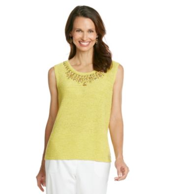 Alfred Dunner® Scoop Neckline With Beading Tape Yarn Sweater Tank