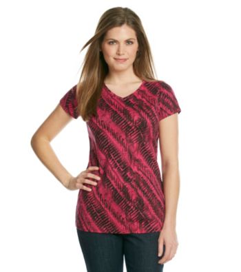 Relativity® Petites' Print Vneck Tee