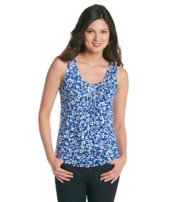 Relativity® Career Petites' Pleatneck Printed Tank