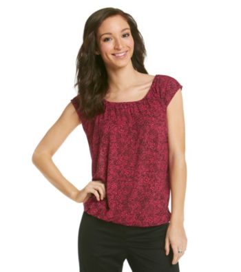 Relativity® Career Scoopneck Printed Banded Bottom Top