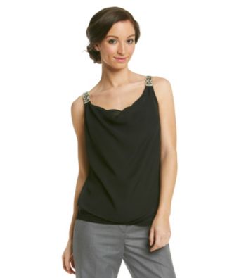 AGB® Embellished Strap Woven Top