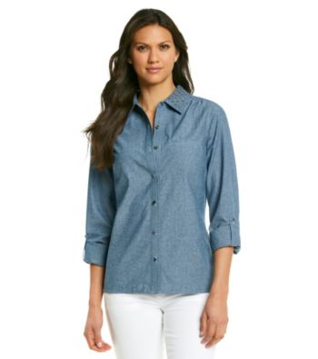 NY Collection Solid Long Woven Shirt