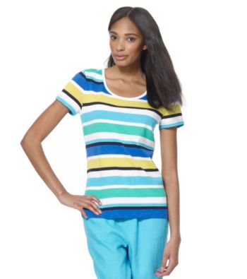 Jones New York Sport® Blue Multi Stripe Knit Tee