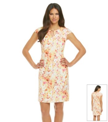 Calvin Klein Keyhole With Hardware Print Dress