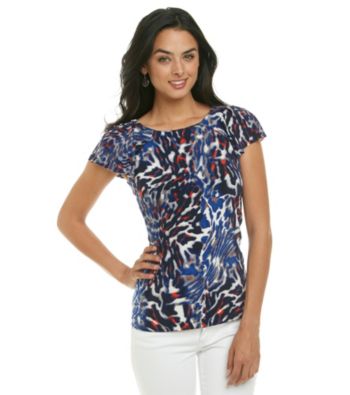 Anne Klein® Multi Animal Print Flutter Top