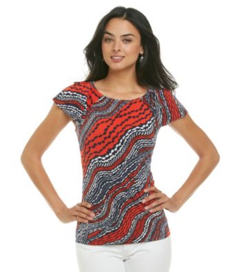Anne Klein® River Stream Print Flutter Sleeeve Top