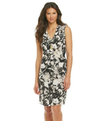 Anne Klein® Neutral Floral Print Dress