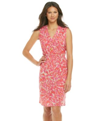 Anne Klein® Mosaic Tile Print V-Neck Dress