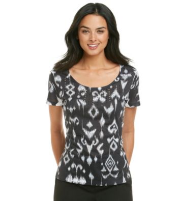 Laura Ashley® Petites' Ikat Print Sublimation Tee