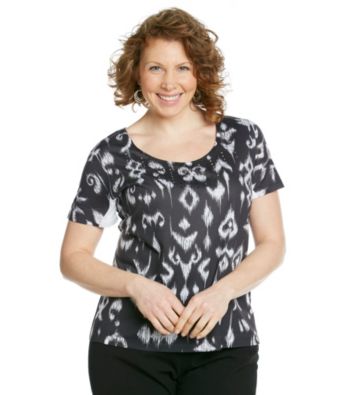 Laura Ashley® Plus Size Ikat Print Sublimation Tee