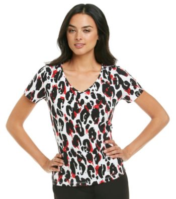 Laura Ashley® Petites' Studded Animal Print Tee