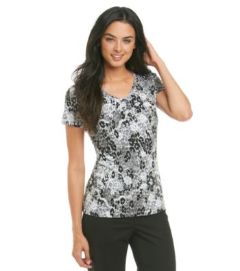 Laura Ashley® Petites' Animal Lace Print Shine Tee