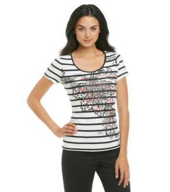 Laura Ashley® Striped Graphic Print Tee