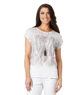 Democracy Feather Printed Top