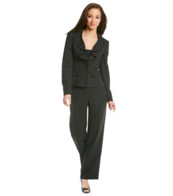 Le Suit® Plus Size Ruffle Collar Jacket With Pant