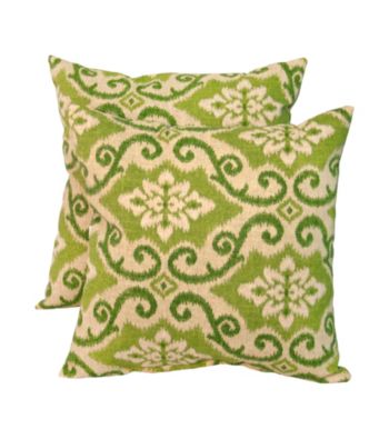 Greendale Home Fashions Set of Two Green Ikat Outdoor Accent Pillows