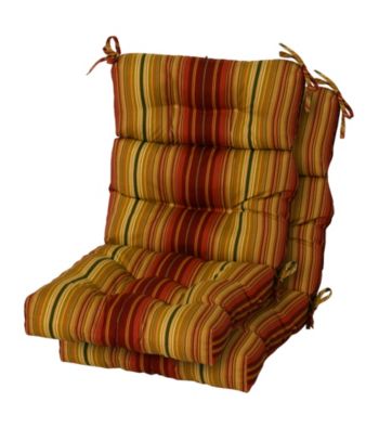 Greendale Home Fashions Set of Two Kinnabari Stripe Outdoor High Back Chair Cushions