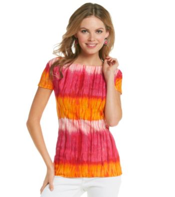 Jones New York Signature® Petites' Orange Combo Capsleeve Boatneck Knit