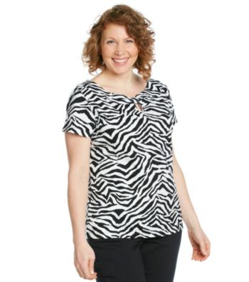 Rafaella® Plus Size Keyhole Zebra Print Tee