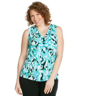 Calvin Klein Plus Size Printed Cowlneck Top