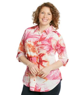 AGB® Plus Size Printed Buttonfront Top