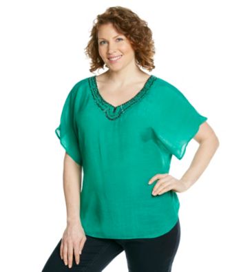 AGB® Plus Size Beaded Top